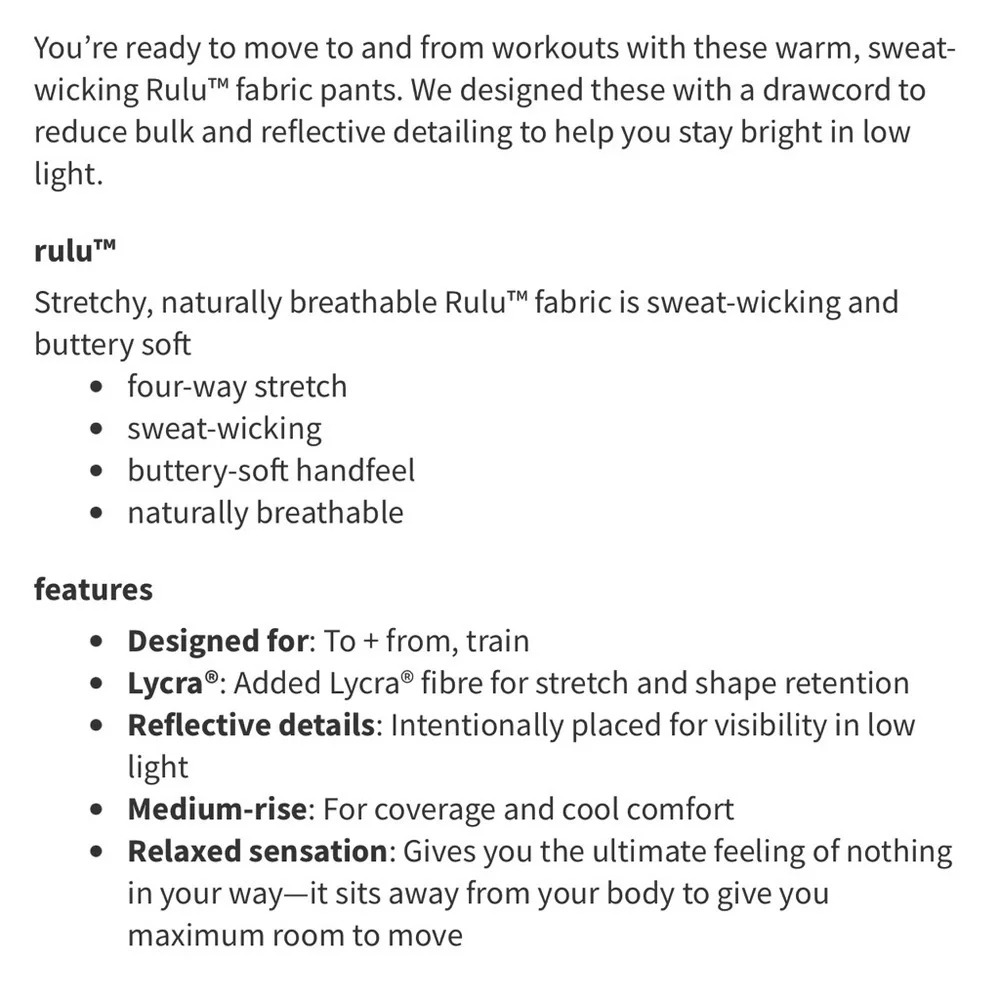 LULULEMON - Ready To Rulu Pant 29”